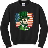USA Abraham Lincoln St Patricks Day Kids Sweatshirt thumb 0