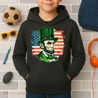 USA Abraham Lincoln St Patricks Day Kids Hoodie thumb 2