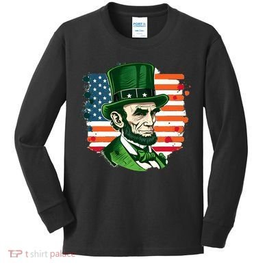 USA Abraham Lincoln St Patricks Day Kids Long Sleeve Shirt