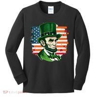 USA Abraham Lincoln St Patricks Day Kids Long Sleeve Shirt thumb 0