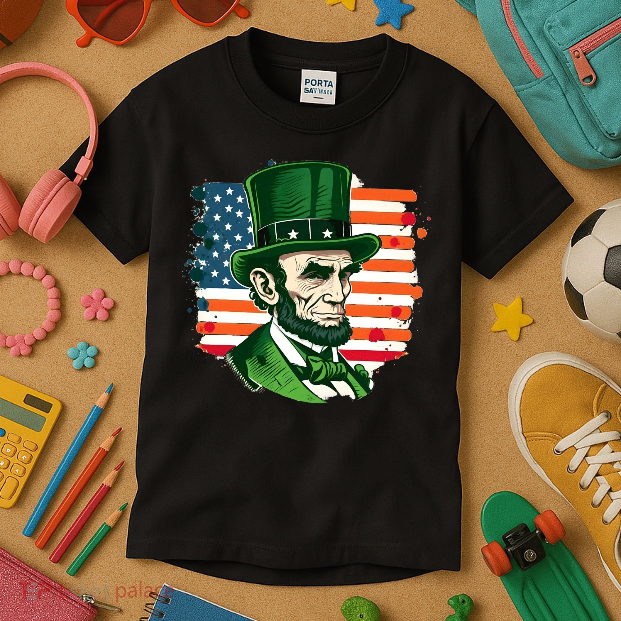 USA Abraham Lincoln St Patricks Day Kids T-Shirt