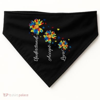 Understand Accept Love Autism Sunflower USA-Made Doggie Bandana