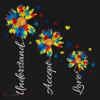 Understand Accept Love Autism Sunflower USA-Made Doggie Bandana thumb 2