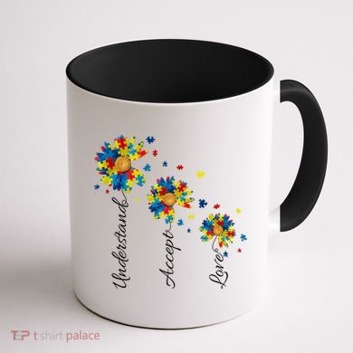 Understand Accept Love Autism Sunflower Coffee Mug back