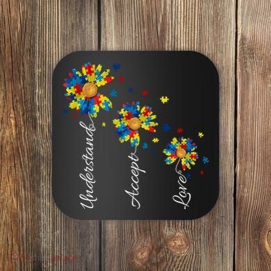 Understand Accept Love Autism Sunflower Coaster