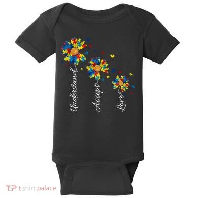 Understand Accept Love Autism Sunflower Baby Bodysuit
