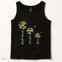 Understand Accept Love Autism Sunflower Tank Top thumb 2