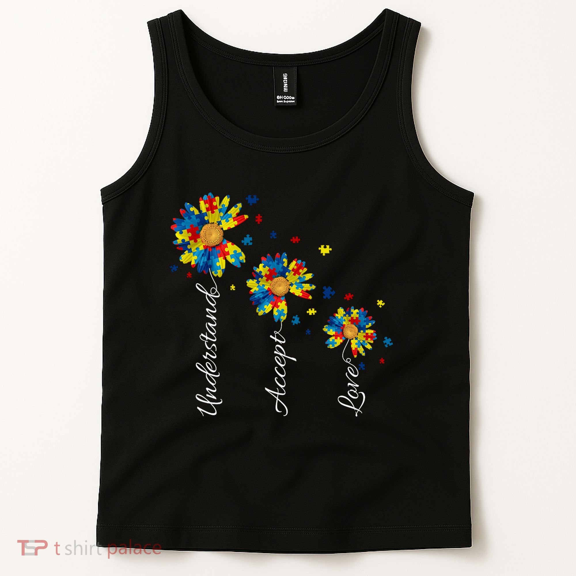 Understand Accept Love Autism Sunflower Tank Top