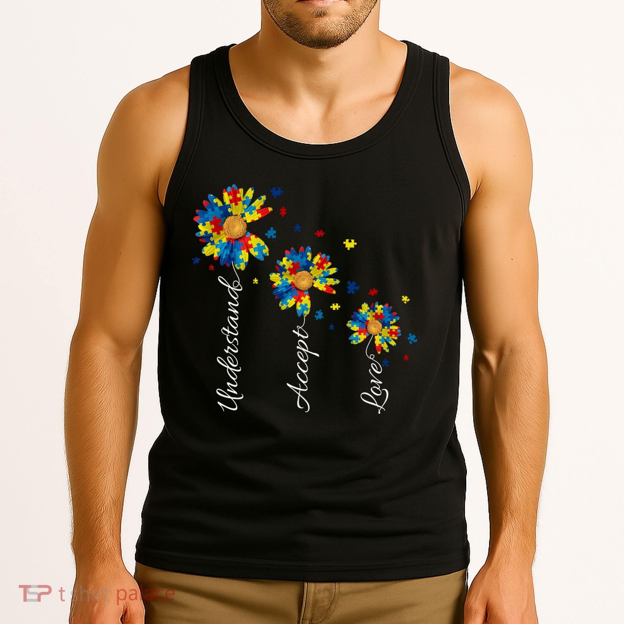 Understand Accept Love Autism Sunflower Tank Top