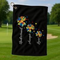 Understand Accept Love Autism Sunflower Golf Towel thumb 1