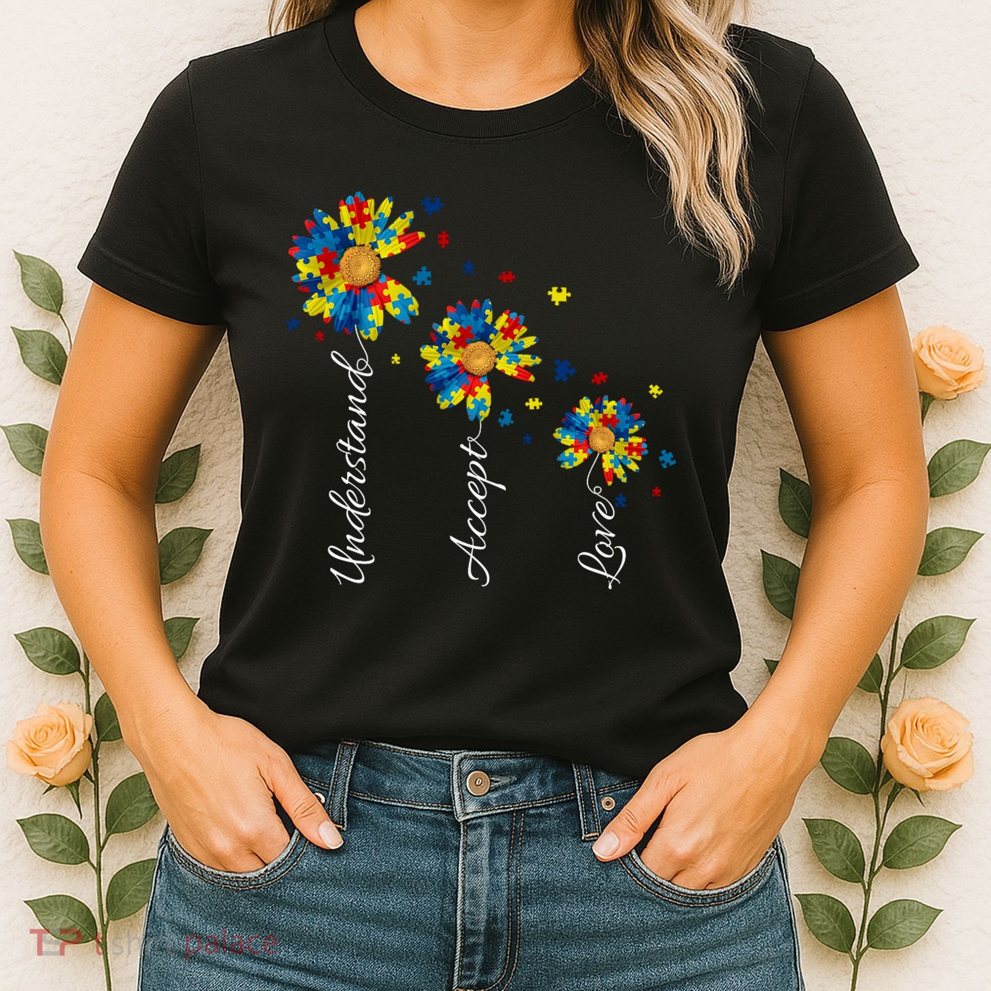 Understand Accept Love Autism Sunflower Women's T-Shirt