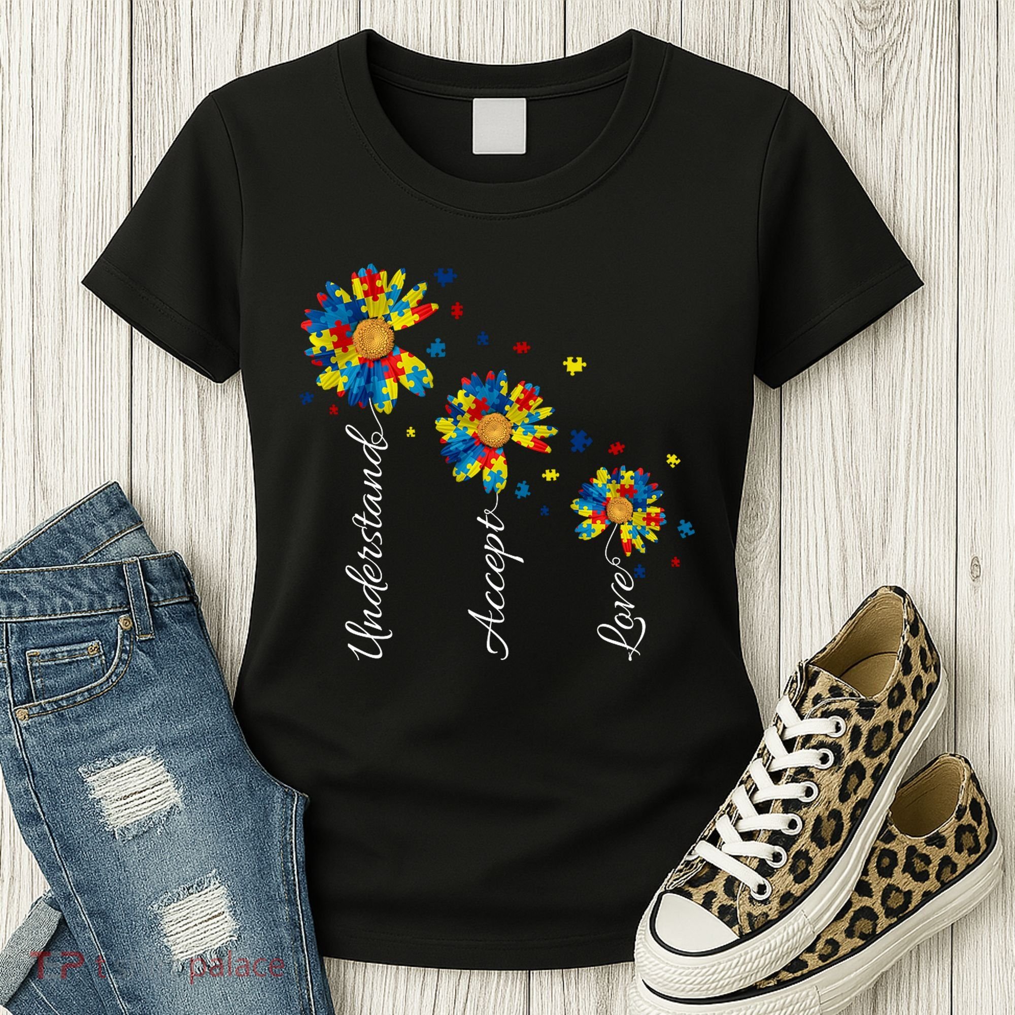 Understand Accept Love Autism Sunflower Women's T-Shirt