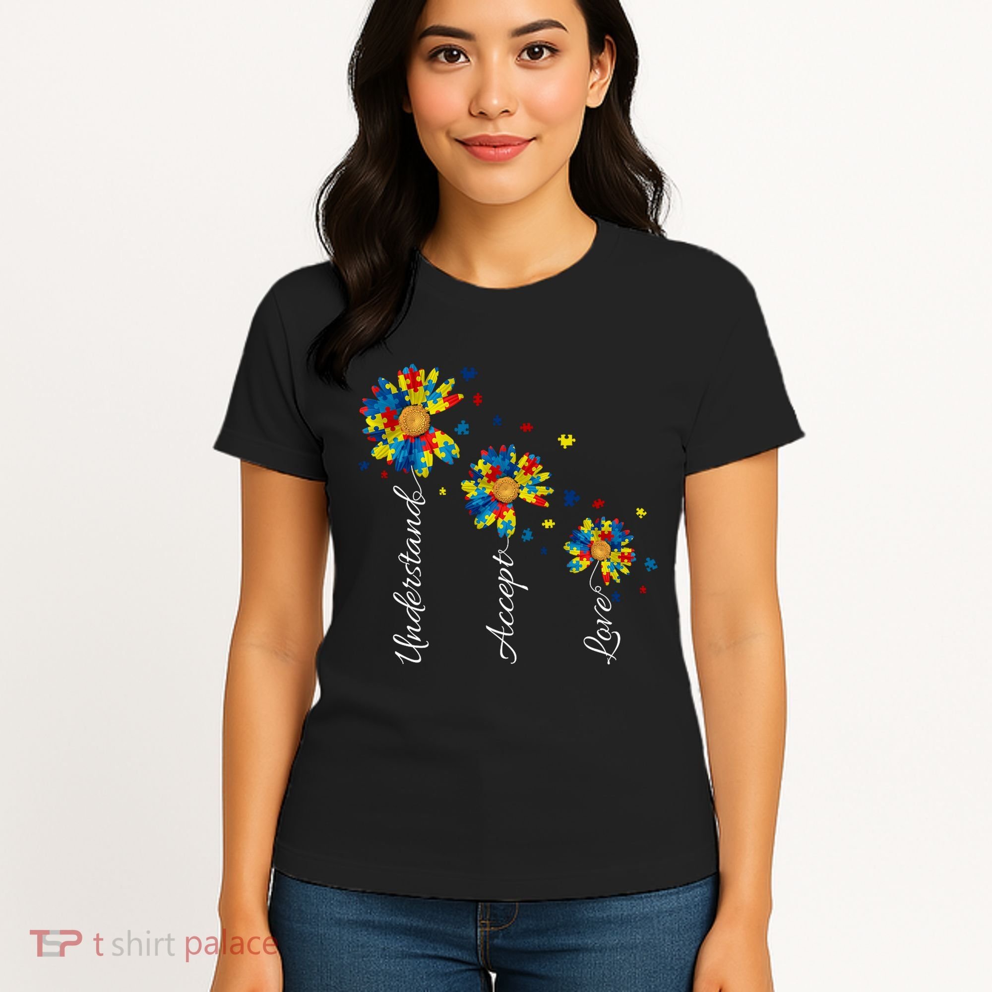 Understand Accept Love Autism Sunflower Women's T-Shirt