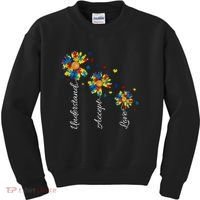 Understand Accept Love Autism Sunflower Kids Sweatshirt thumb 0