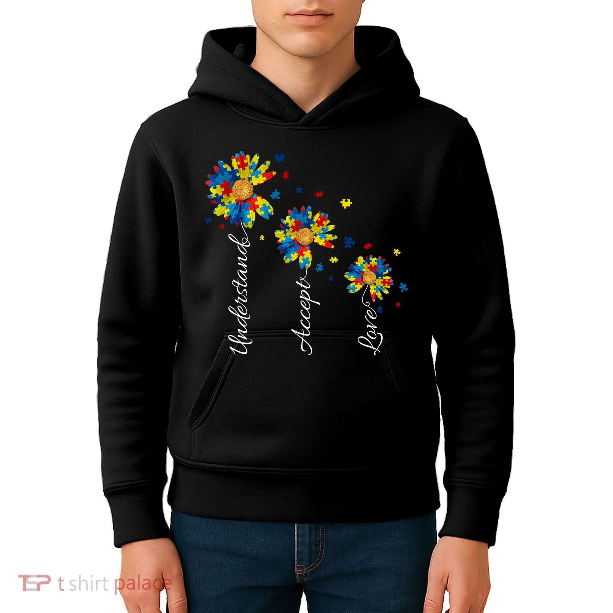 Understand Accept Love Autism Sunflower Kids Hoodie
