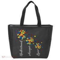 Understand Accept Love Autism Sunflower Tote Bag thumb 0