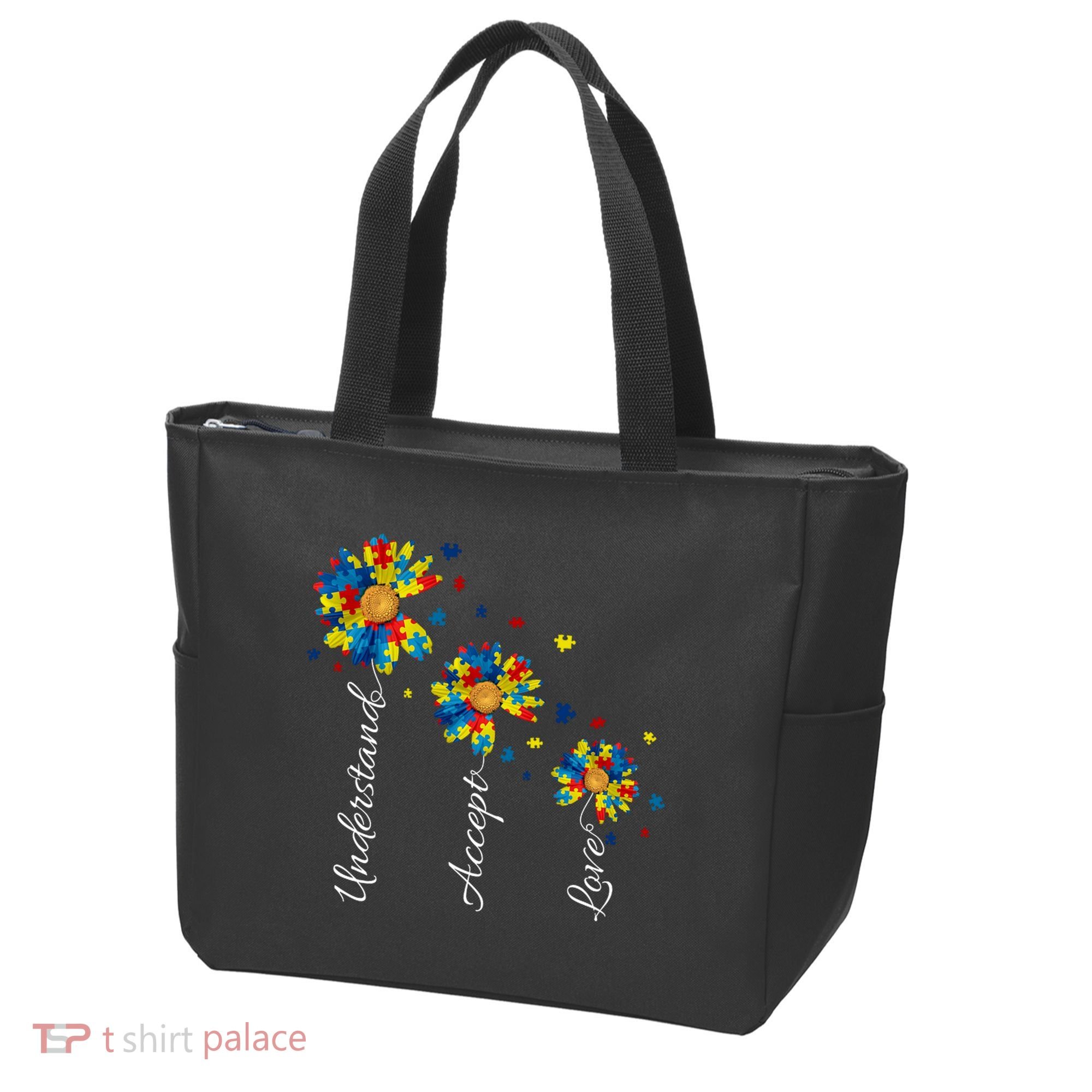 Understand Accept Love Autism Sunflower Tote Bag