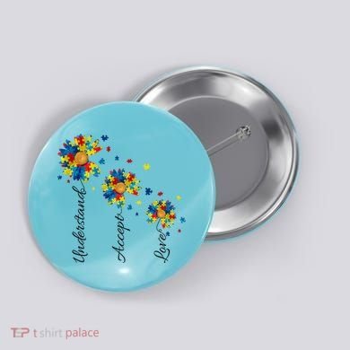 Understand Accept Love Autism Sunflower Button