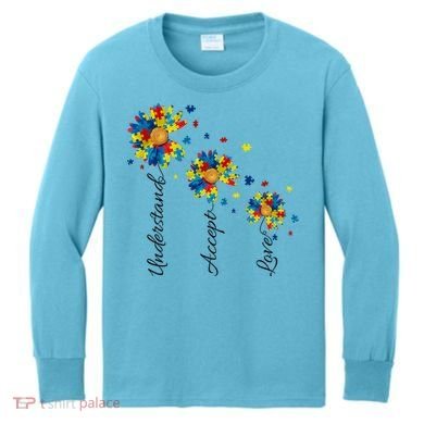 Understand Accept Love Autism Sunflower Kids Long Sleeve Shirt