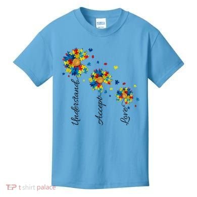 Understand Accept Love Autism Sunflower Kids T-Shirt