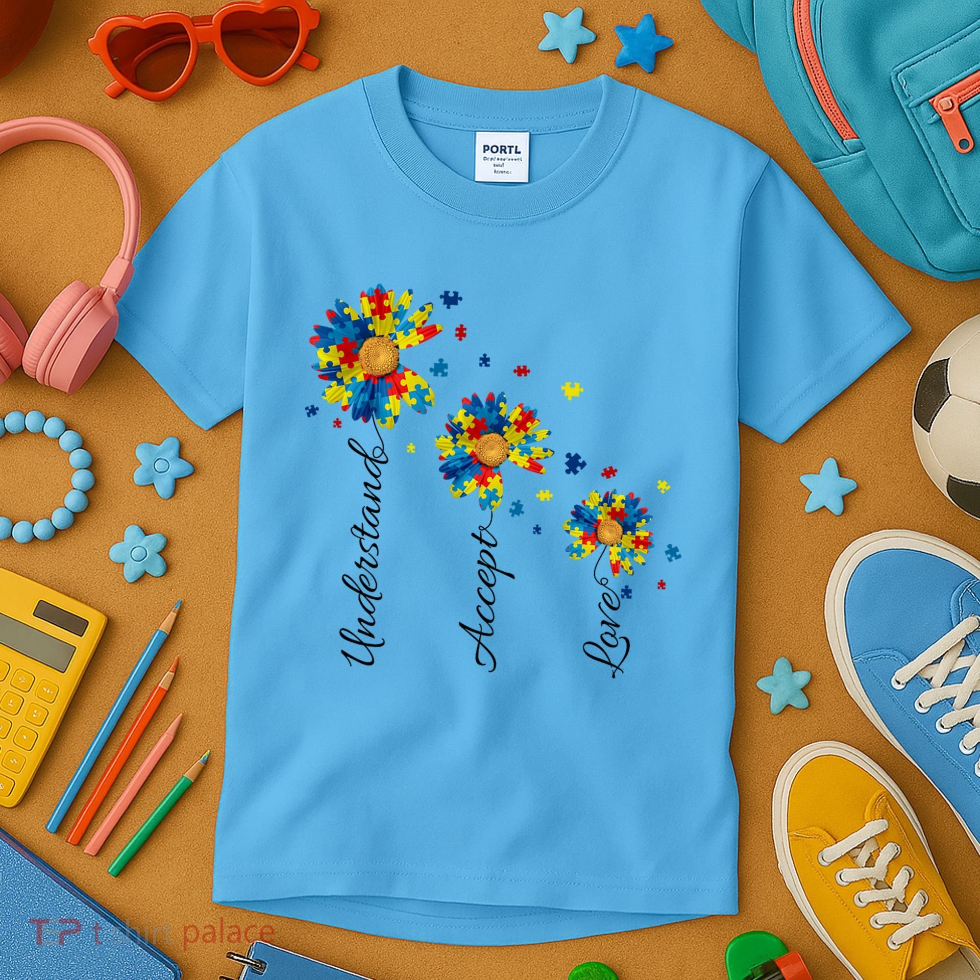Understand Accept Love Autism Sunflower Kids T-Shirt
