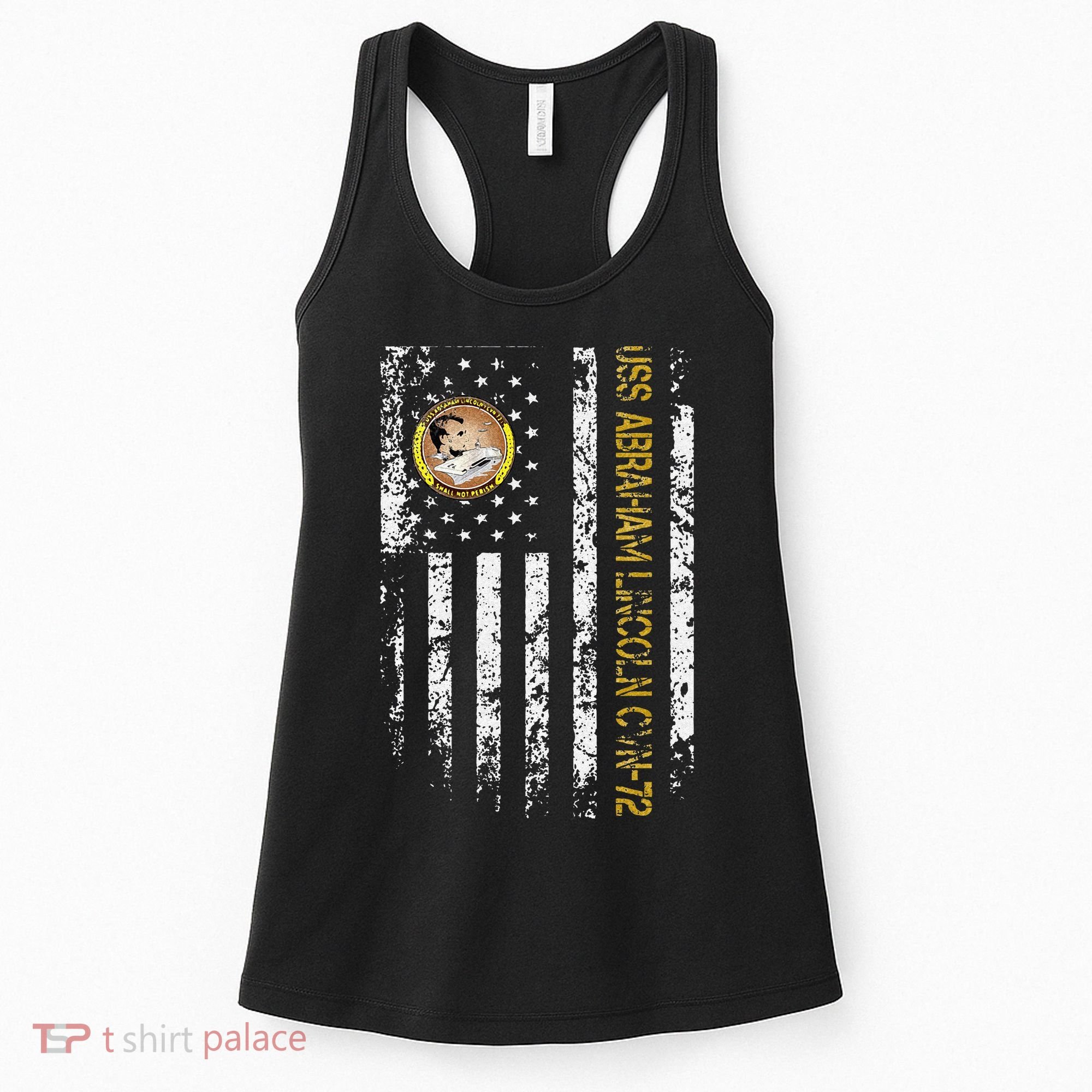 USS Abraham Lincoln CVN 72 Aircraft Carrier Veteran Flag Women's Tank Top