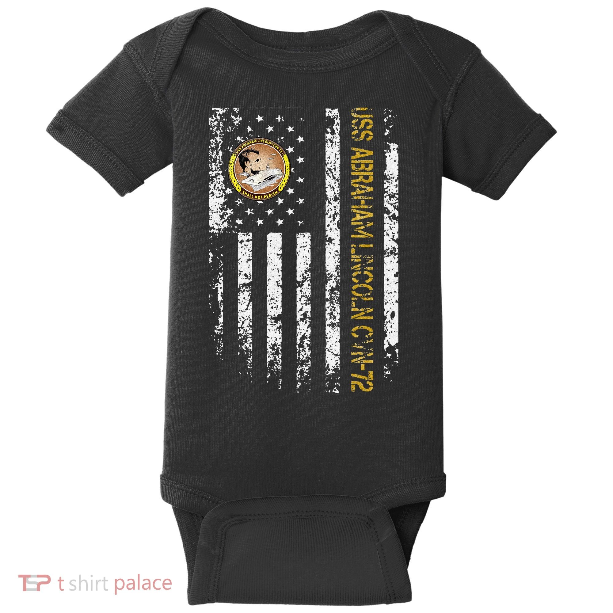 USS Abraham Lincoln CVN 72 Aircraft Carrier Veteran Flag Baby Bodysuit