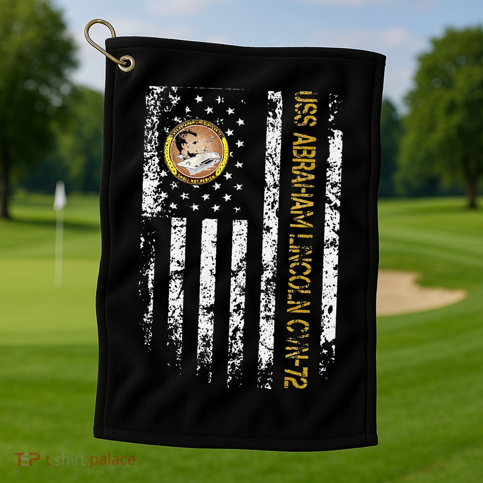 USS Abraham Lincoln CVN 72 Aircraft Carrier Veteran Flag Golf Towel