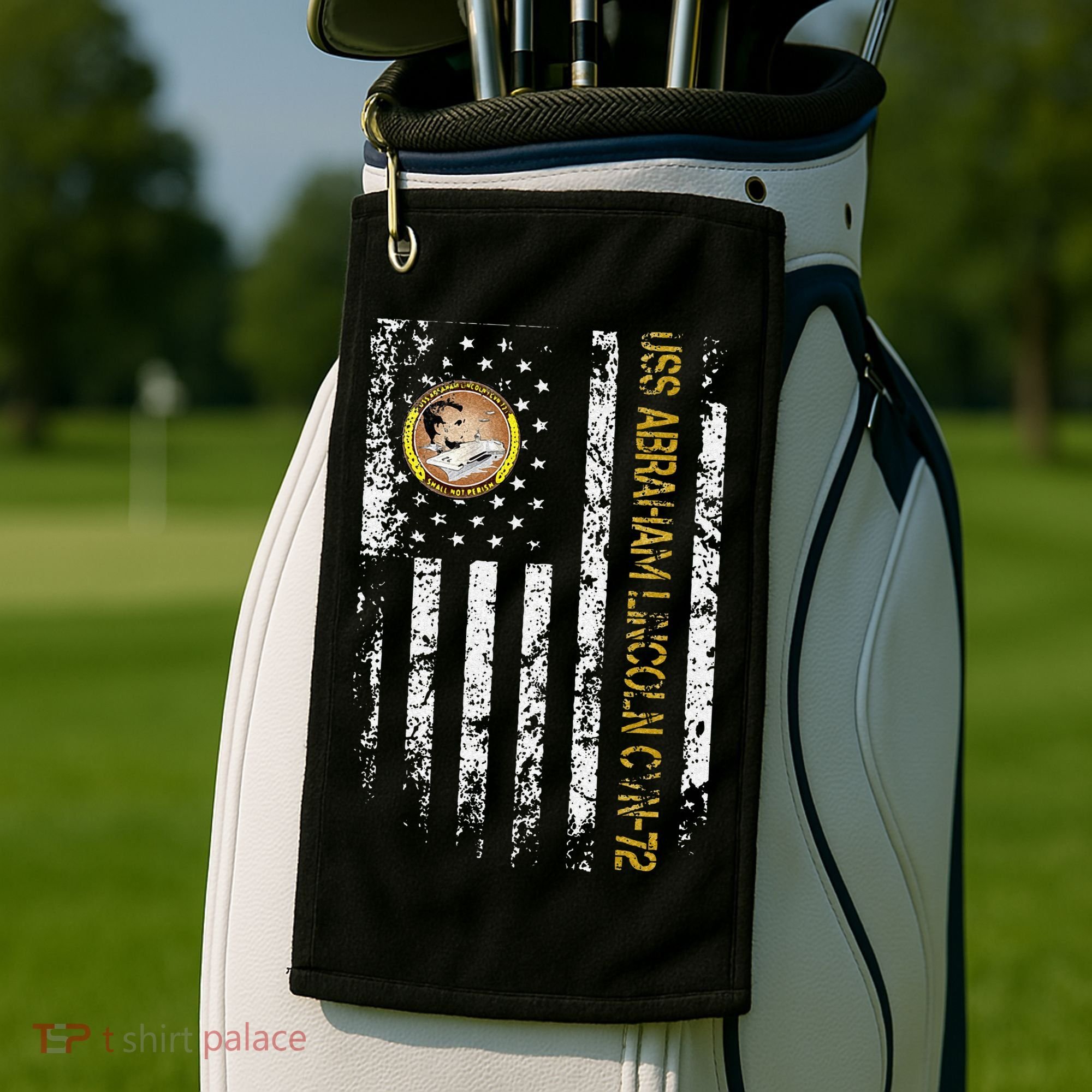 USS Abraham Lincoln CVN 72 Aircraft Carrier Veteran Flag Golf Towel