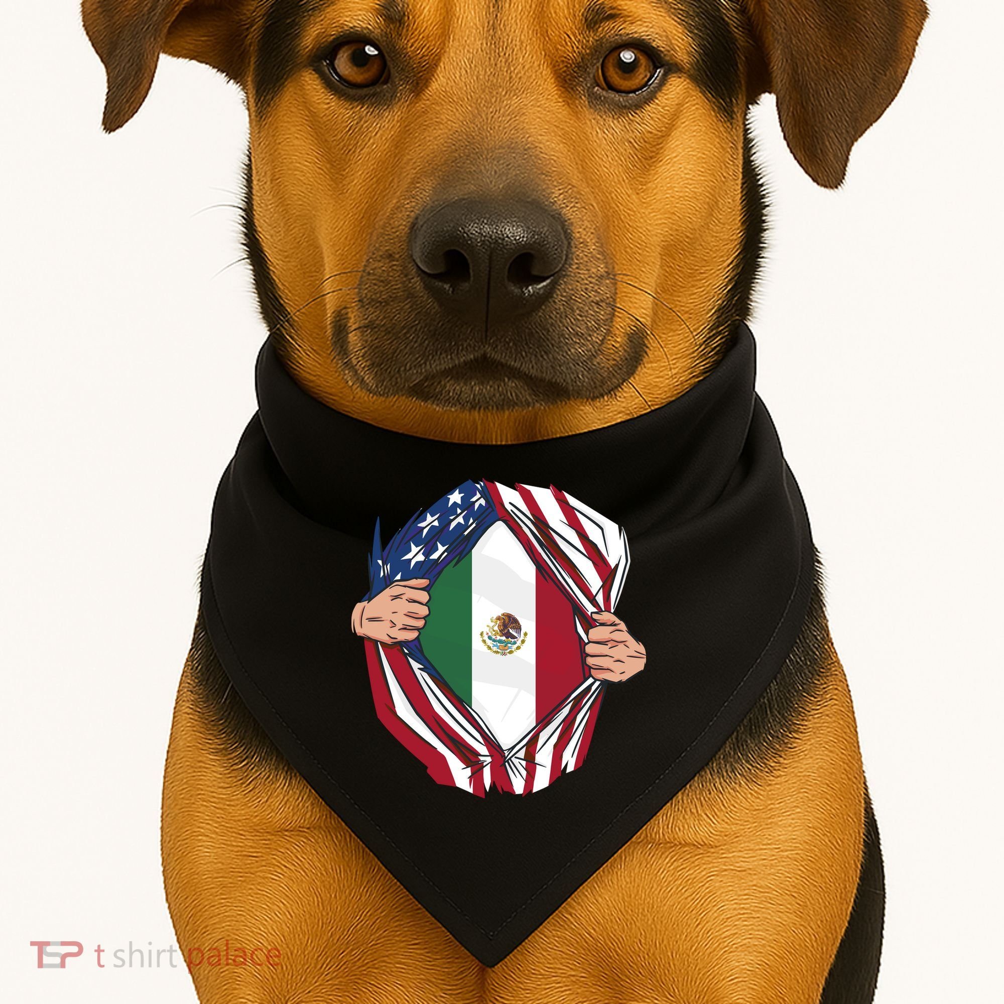 USA And Mexico Flag USA-Made Doggie Bandana