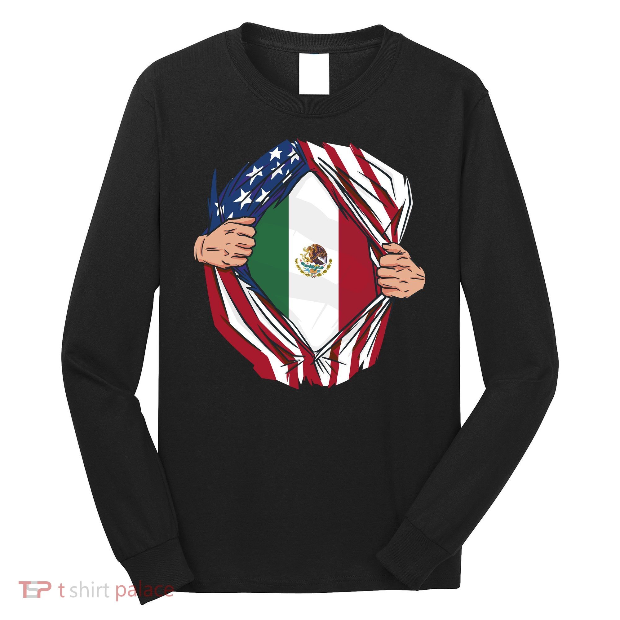 USA And Mexico Flag Long Sleeve Shirt