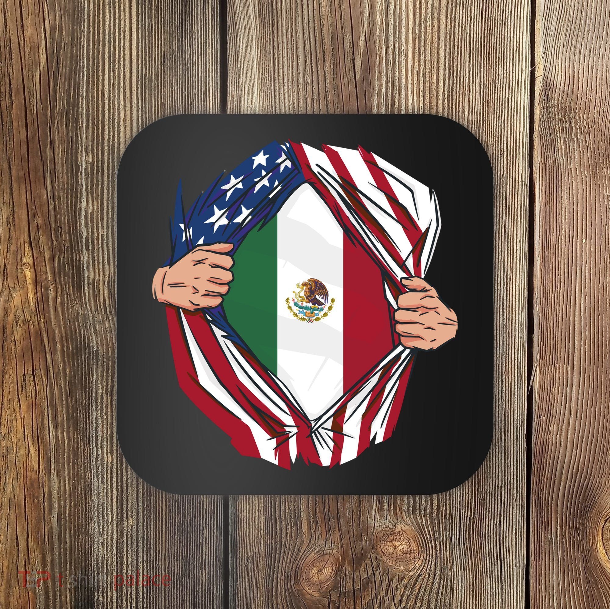 USA And Mexico Flag Coaster