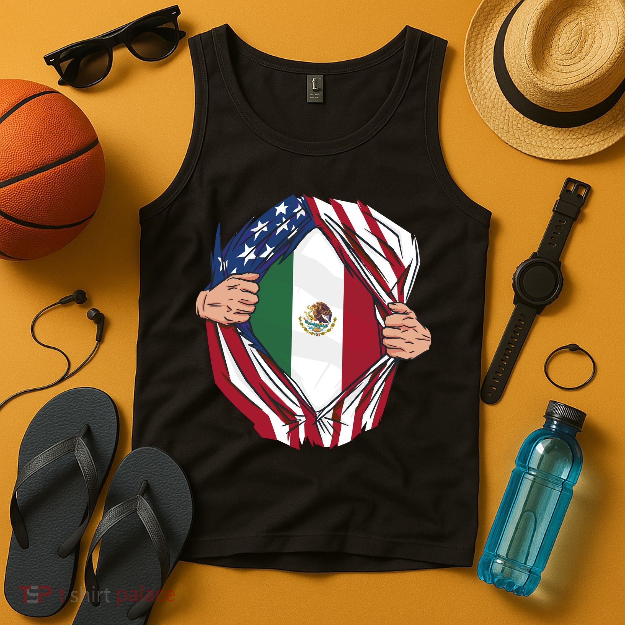 USA And Mexico Flag Tank Top