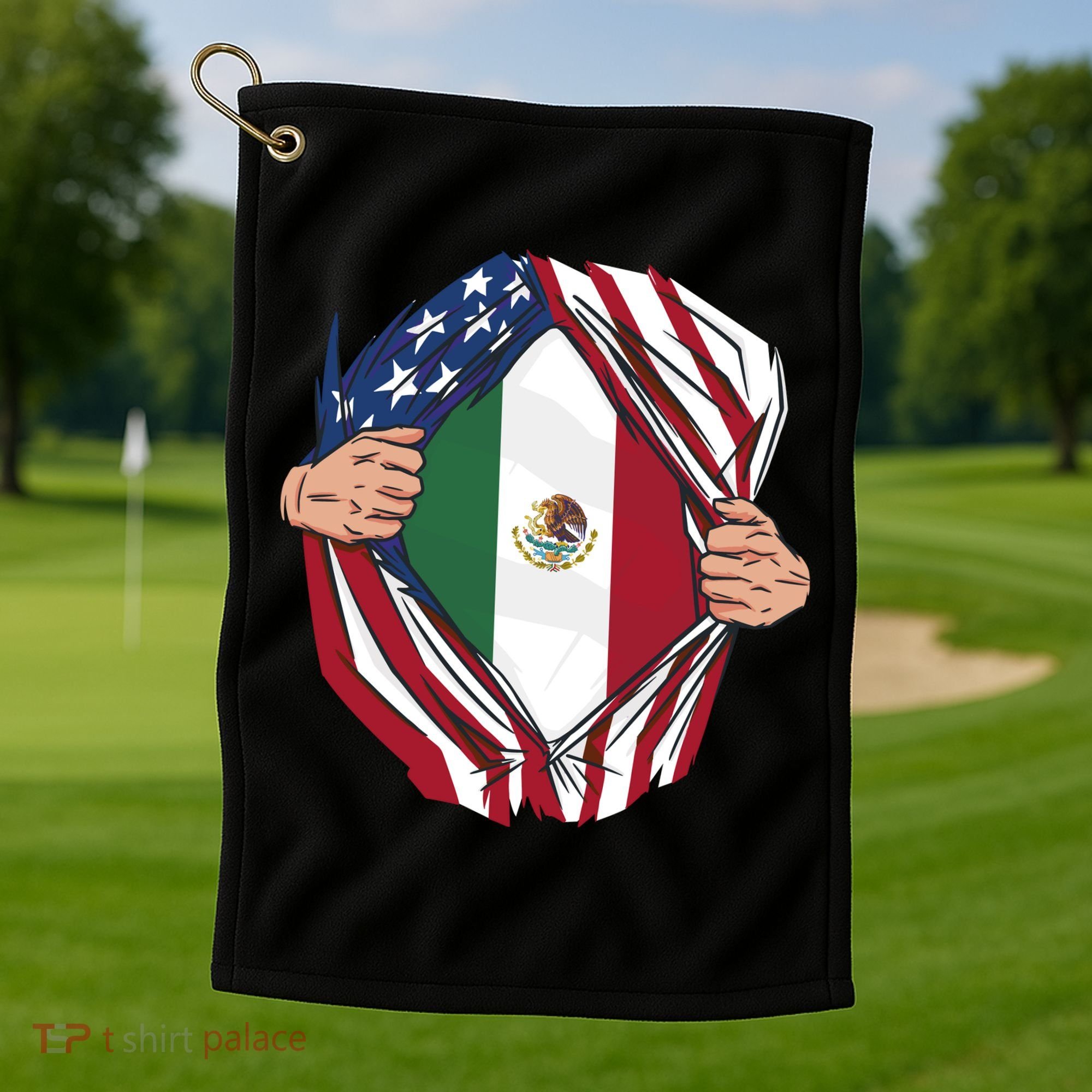 USA And Mexico Flag Golf Towel