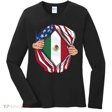 USA And Mexico Flag Women's Long Sleeve Shirt