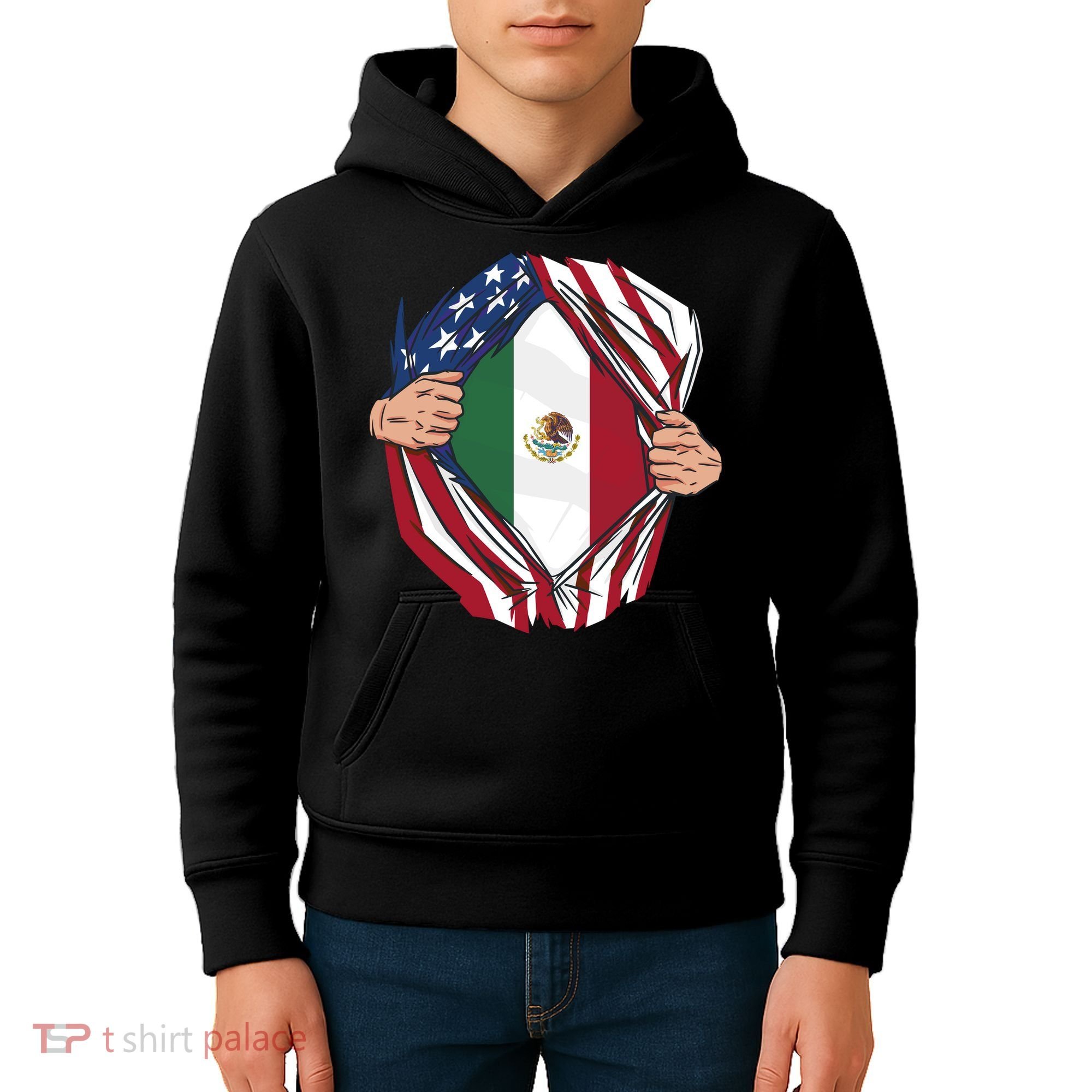 USA And Mexico Flag Kids Hoodie