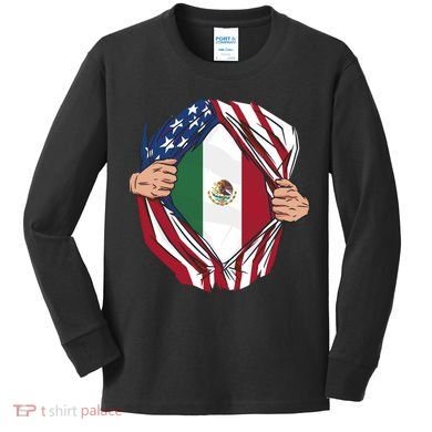 USA And Mexico Flag Kids Long Sleeve Shirt