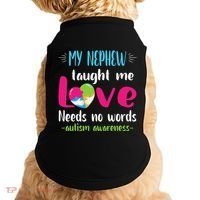 Uncle Aunt My Nephew Taught Me Love Needs No Words Autism Doggie Tank thumb 0