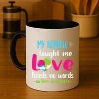 Uncle Aunt My Nephew Taught Me Love Needs No Words Autism Coffee Mug thumb 4