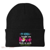 Uncle Aunt My Nephew Taught Me Love Needs No Words Autism Beanie thumb 0