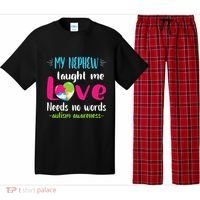 Uncle Aunt My Nephew Taught Me Love Needs No Words Autism Pajama Set thumb 0