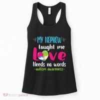 Uncle Aunt My Nephew Taught Me Love Needs No Words Autism Women's Tank Top thumb 0