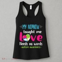 Uncle Aunt My Nephew Taught Me Love Needs No Words Autism Women's Tank Top thumb 3