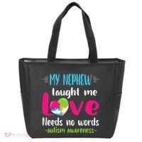 Uncle Aunt My Nephew Taught Me Love Needs No Words Autism Tote Bag thumb 0