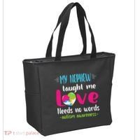Uncle Aunt My Nephew Taught Me Love Needs No Words Autism Tote Bag thumb 2