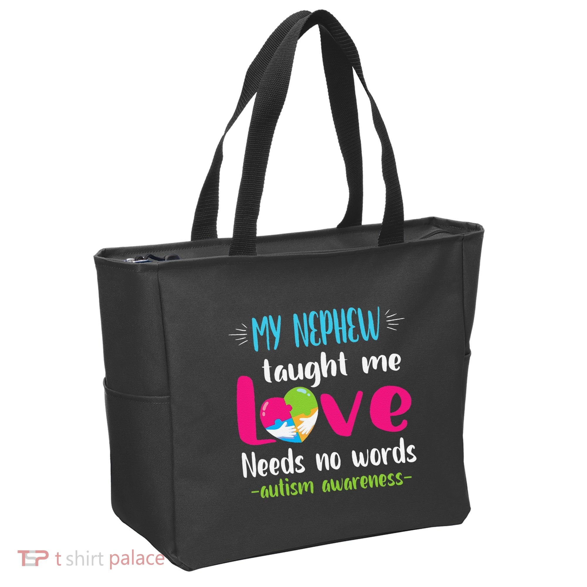 Uncle Aunt My Nephew Taught Me Love Needs No Words Autism Tote Bag
