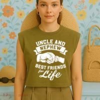 Uncle And Nephew Best Friends For Life Gift Garment-Dyed Women's Muscle Tee thumb 4