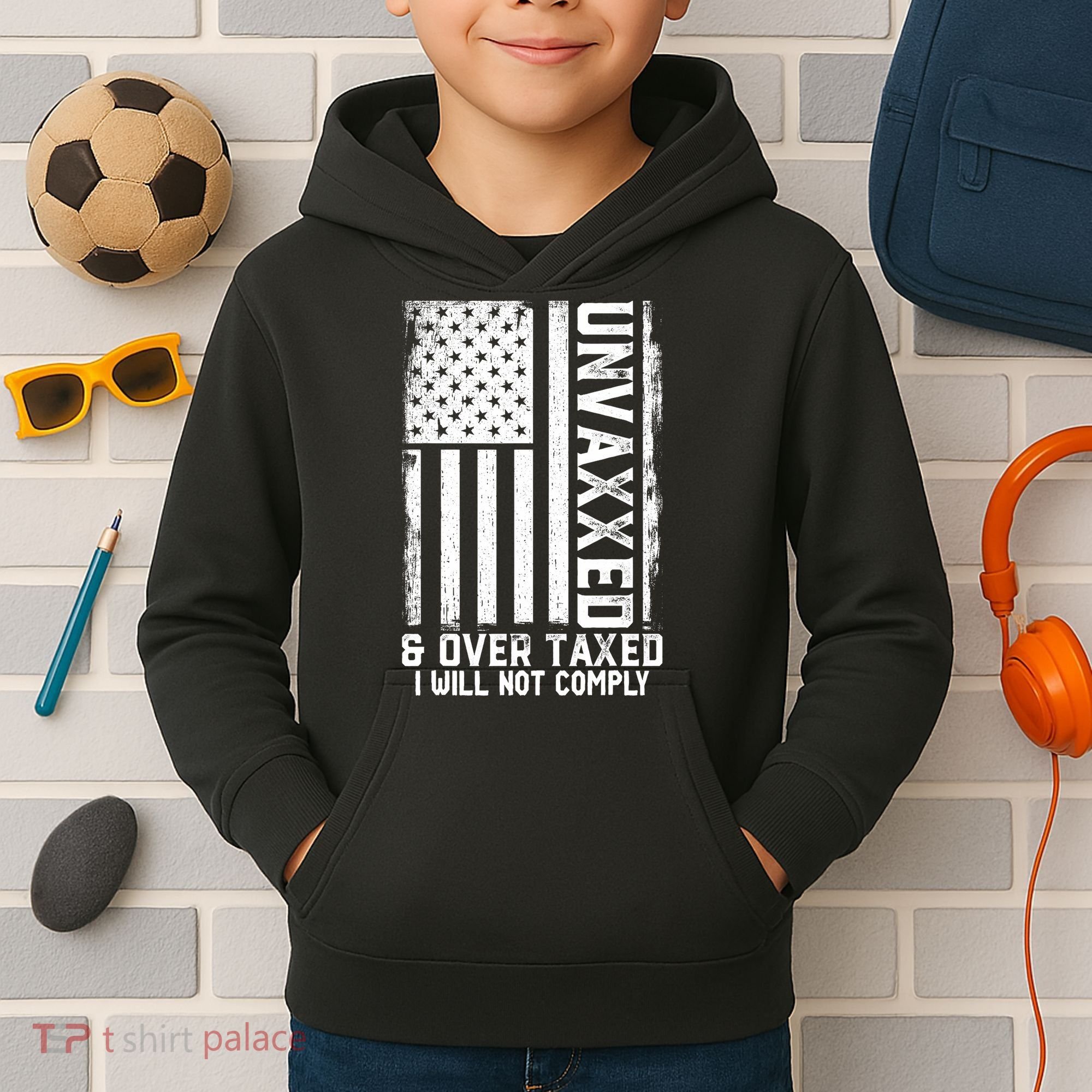 Unvaxxed And Overtaxed Kids Hoodie