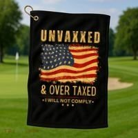 Unvaxxed And Overtaxed Golf Towel thumb 1