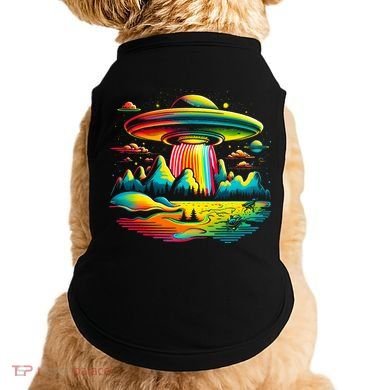 UFO Alien Retro Bright Mountain Lake Camping Visitor Doggie Tank